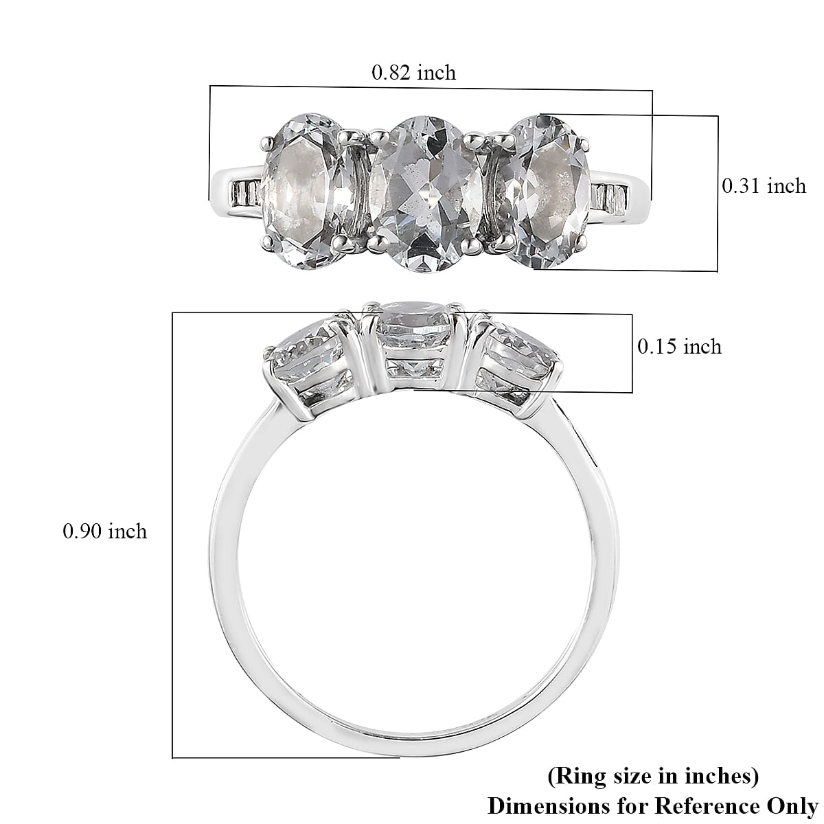 Premium Brazilian Goshenite and Diamond 3 Stone Ring in Platinum Over Sterling Silver (Size 7.0) 2.00 ctw image number 5