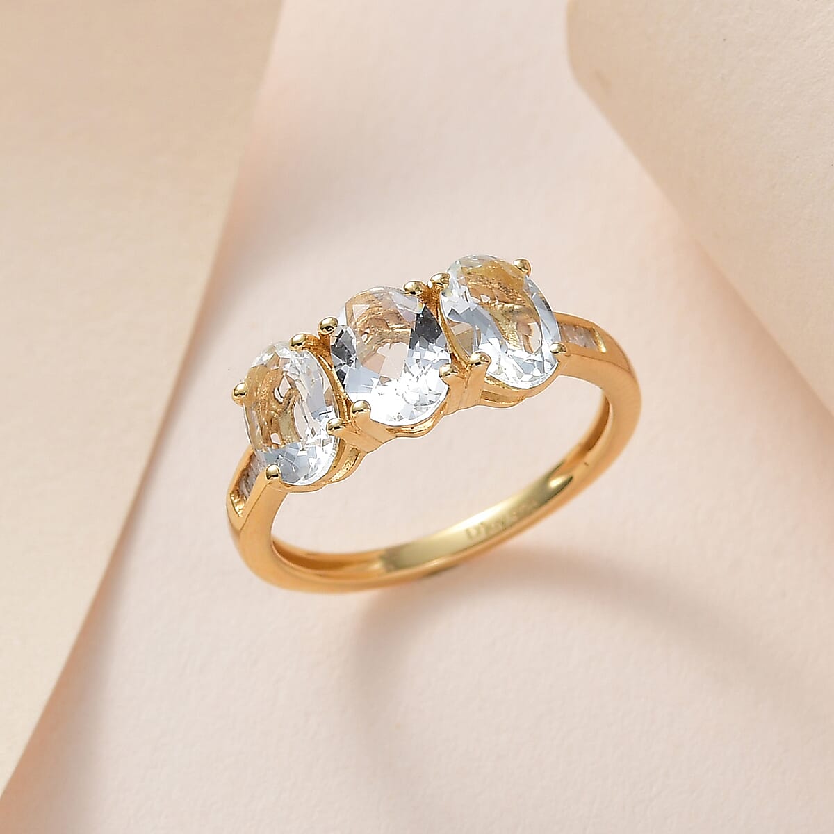 Premium Brazilian Goshenite and Diamond Ring in Vermeil Yellow Gold Over Sterling Silver (Size 8.0) 2.00 ctw image number 1