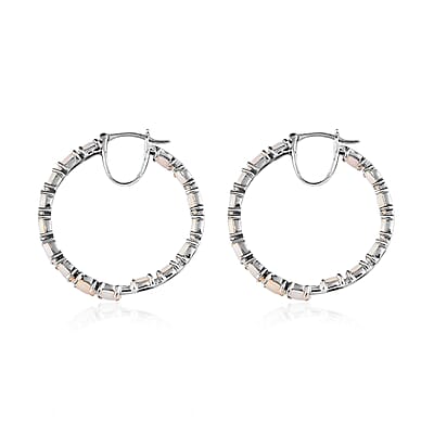 Australian Opal Inside Out Hoop Earrings in Platinum Over Sterling Silver 4.50 ctw