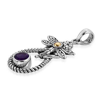 Bali Legacy Amethyst Dragonfly Pendant in Sterling Silver 0.15 ctw
