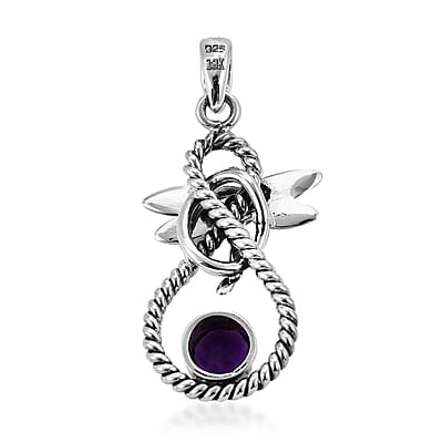 Bali Legacy Amethyst Dragonfly Pendant in Sterling Silver 0.15 ctw
