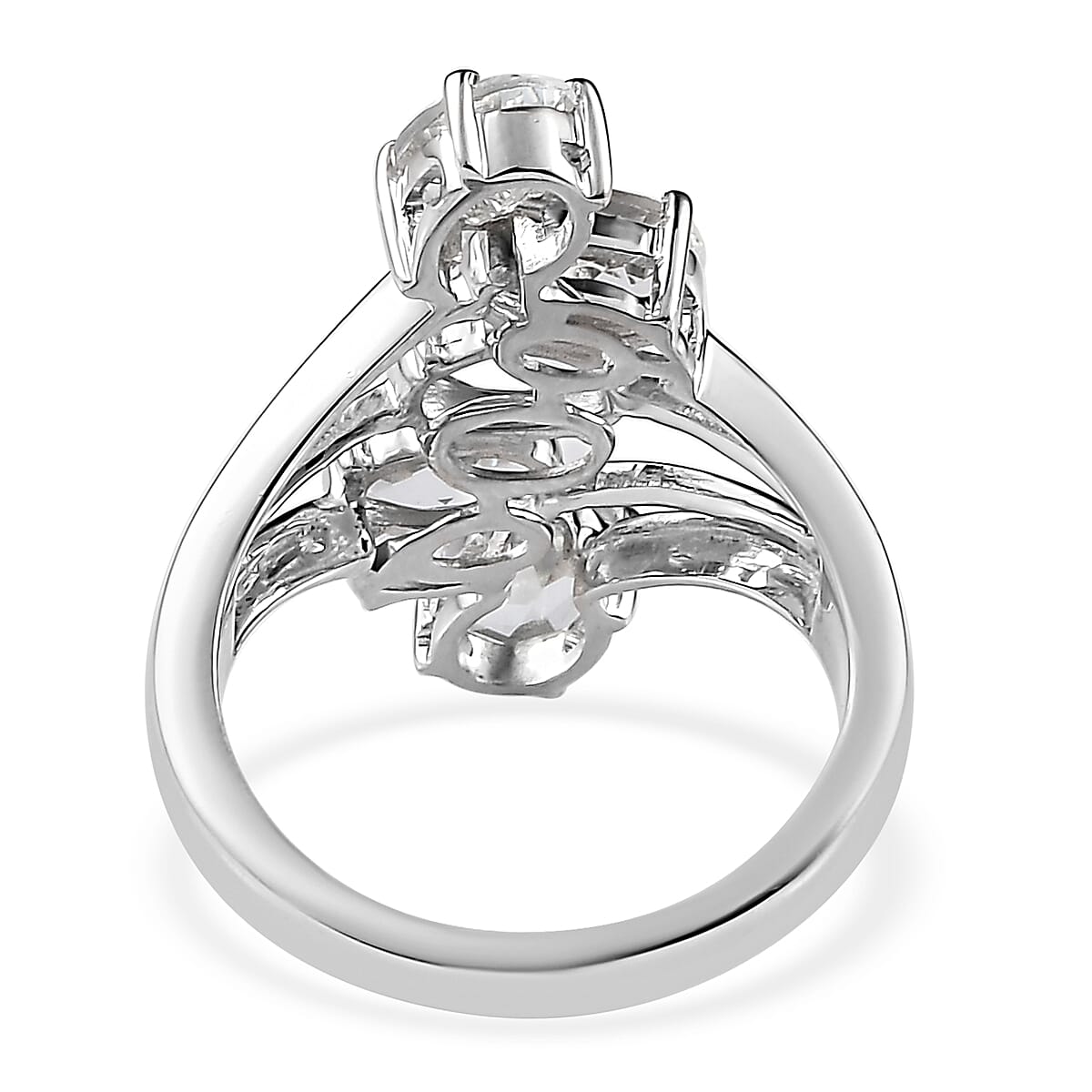 Premium Brazilian Goshenite 5 Stone Ring in Platinum Over Sterling Silver (Size 10.0) 3.25 ctw
