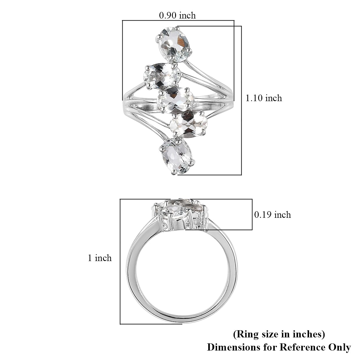Premium Brazilian Goshenite 5 Stone Ring in Platinum Over Sterling Silver (Size 10.0) 3.25 ctw