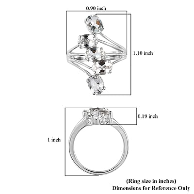Premium Brazilian Goshenite 5 Stone Ring in Platinum Over Sterling Silver (Size 10.0) 3.25 ctw