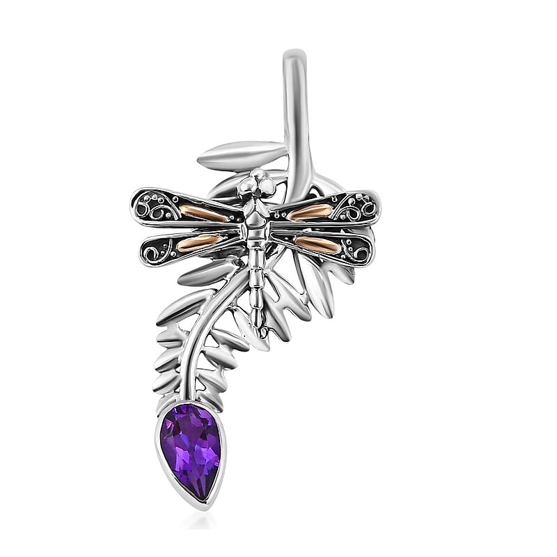 Bali Legacy Amethyst Dragonfly Pendant in Sterling Silver 0.20 ctw