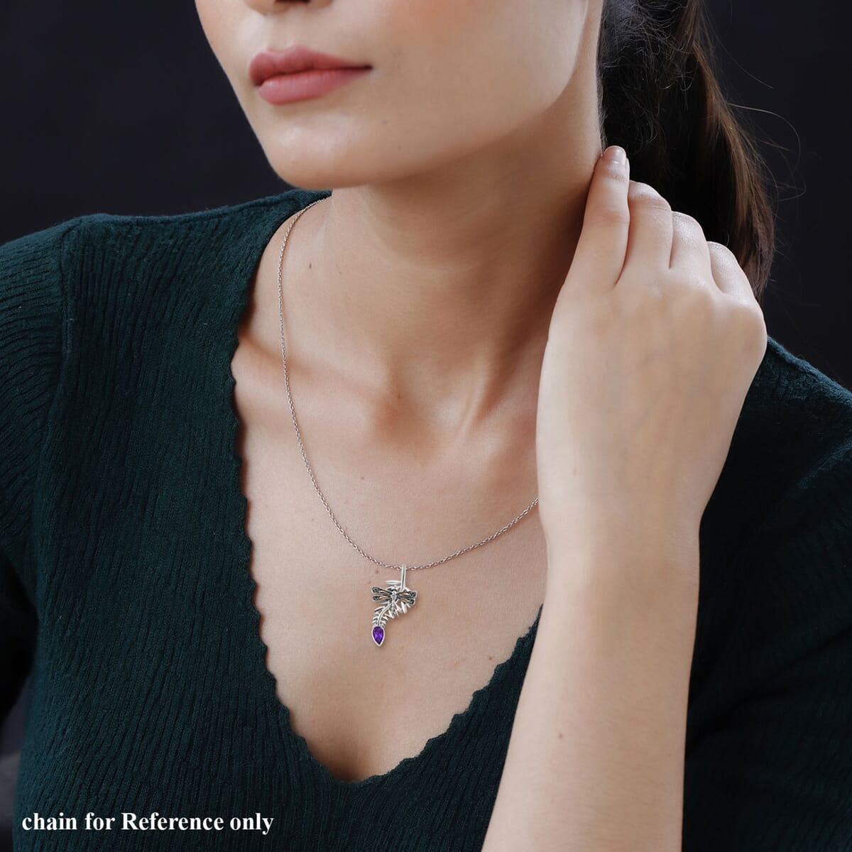 Bali Legacy Amethyst Dragonfly Pendant in Sterling Silver 0.20 ctw image number 2