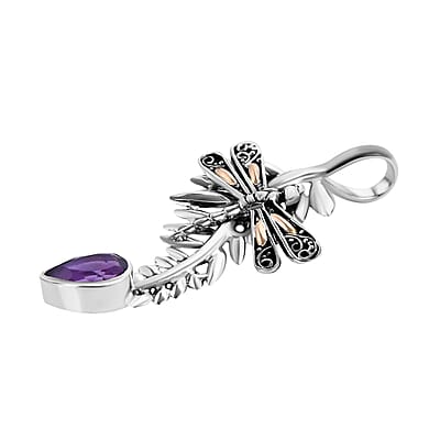 Bali Legacy Amethyst Dragonfly Pendant in Sterling Silver 0.20 ctw