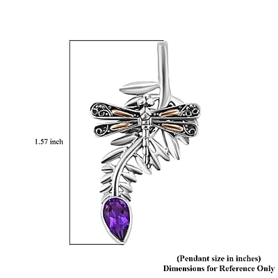 Bali Legacy Amethyst Dragonfly Pendant in Sterling Silver 0.20 ctw