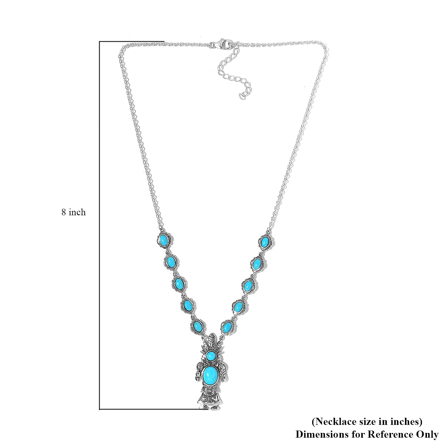 Artisan Crafted Sleeping Beauty Turquoise Necklace 18 Inches in Sterling Silver 7.50 ctw