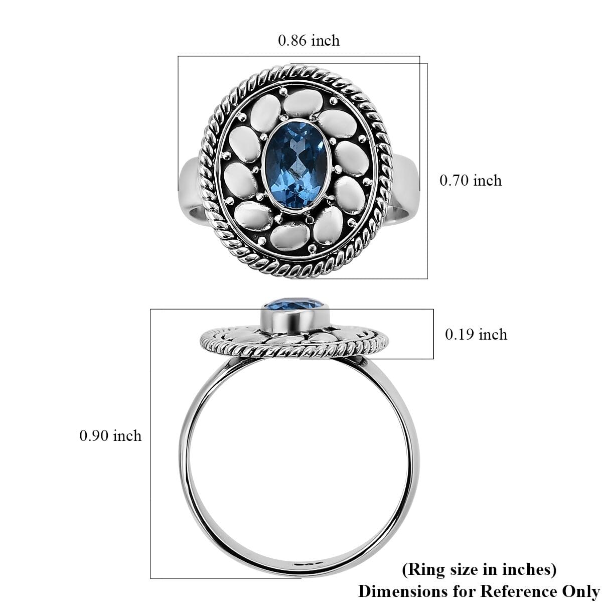 BALI LEGACY Swiss Blue Topaz Ring in Sterling Silver (Size 10.0) 0.20 ctw image number 4