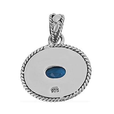 Bali Legacy Swiss Blue Topaz Floral Pendant in Sterling Silver 0.20 ctw