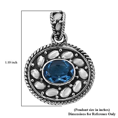 Bali Legacy Swiss Blue Topaz Floral Pendant in Sterling Silver 0.20 ctw