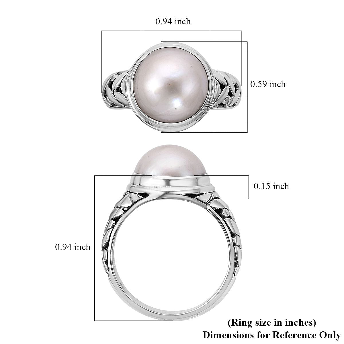 Bali Legacy White Mabe Pearl Floral Framework Ring in Sterling Silver (Size 6.0) image number 5