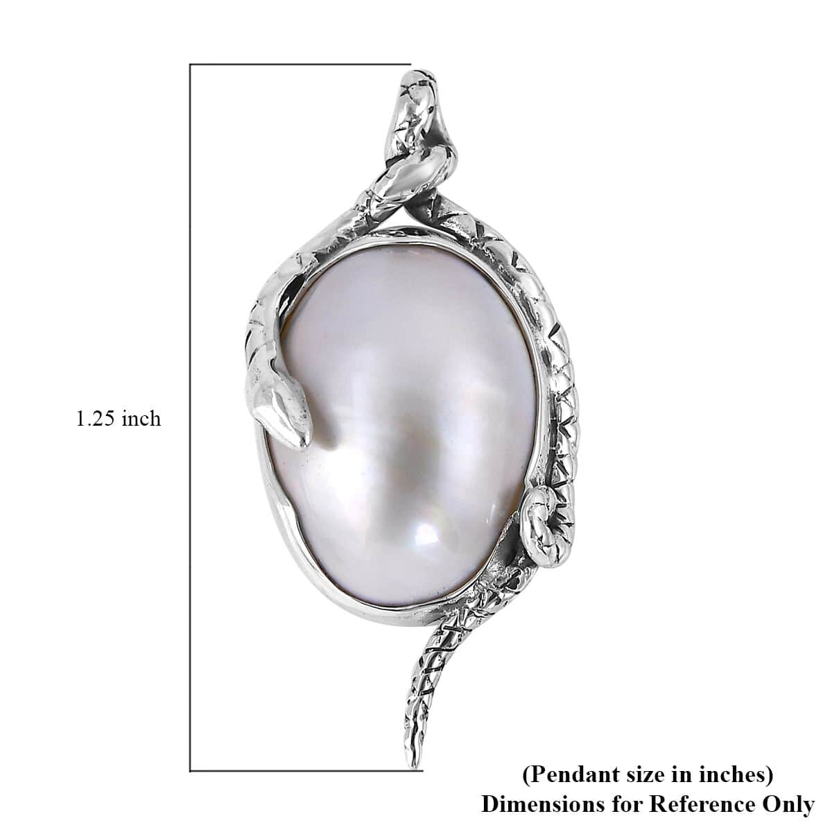 Buy BALI LEGACY White Mabe Pearl Snake Pendant in Sterling Silver