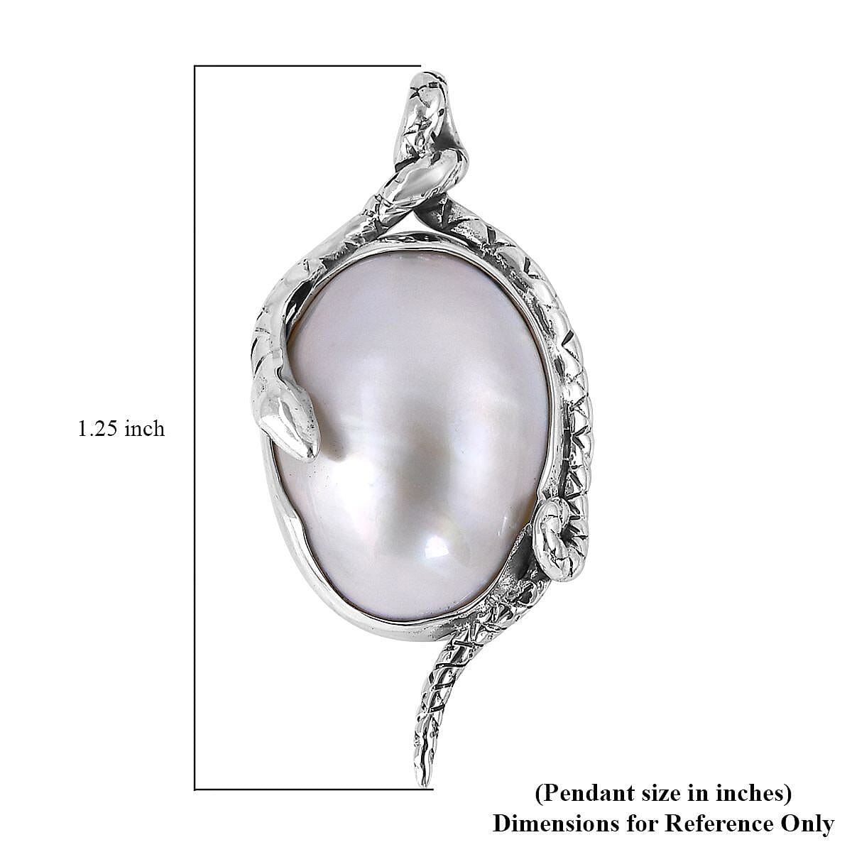 Bali Legacy White Mabe Pearl Snake Pendant in Sterling Silver image number 5