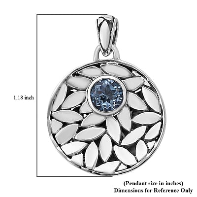 Bali Legacy Sky Blue Topaz Floral Framework Pendant in Sterling Silver 0.20 ctw