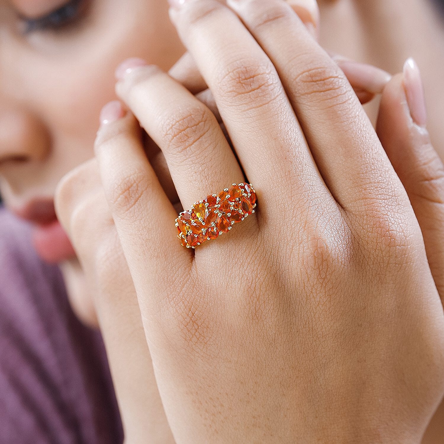 Fire Opal 2.21 ctw Ring in 14K YG Over Sterling Silver (Size 6.5)