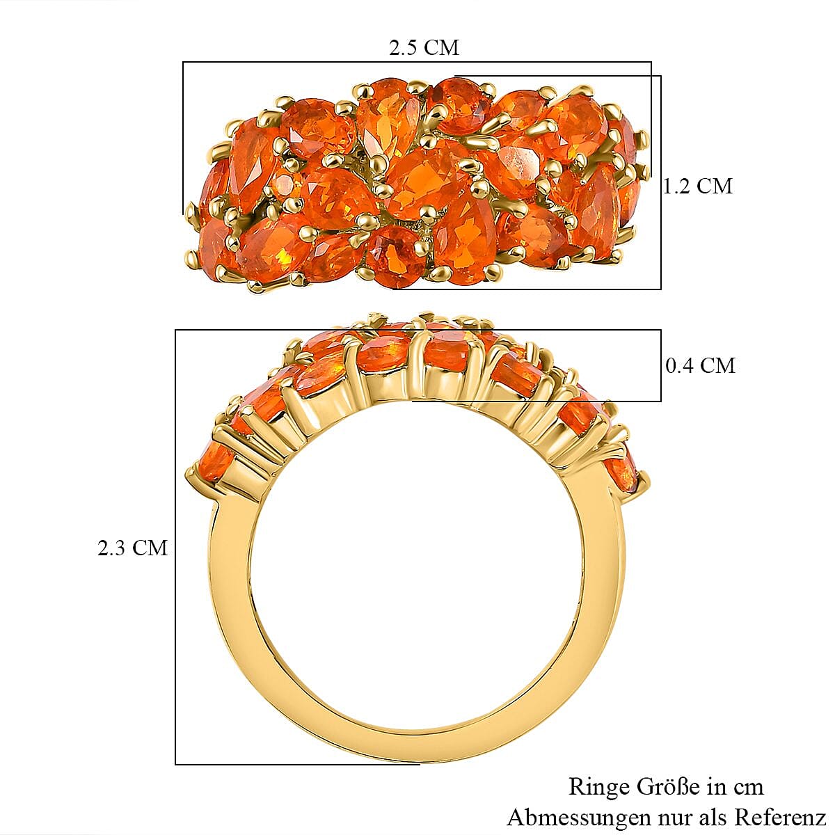 Fire Opal 2.21 ctw Ring in 14K YG Over Sterling Silver (Size 6.5)