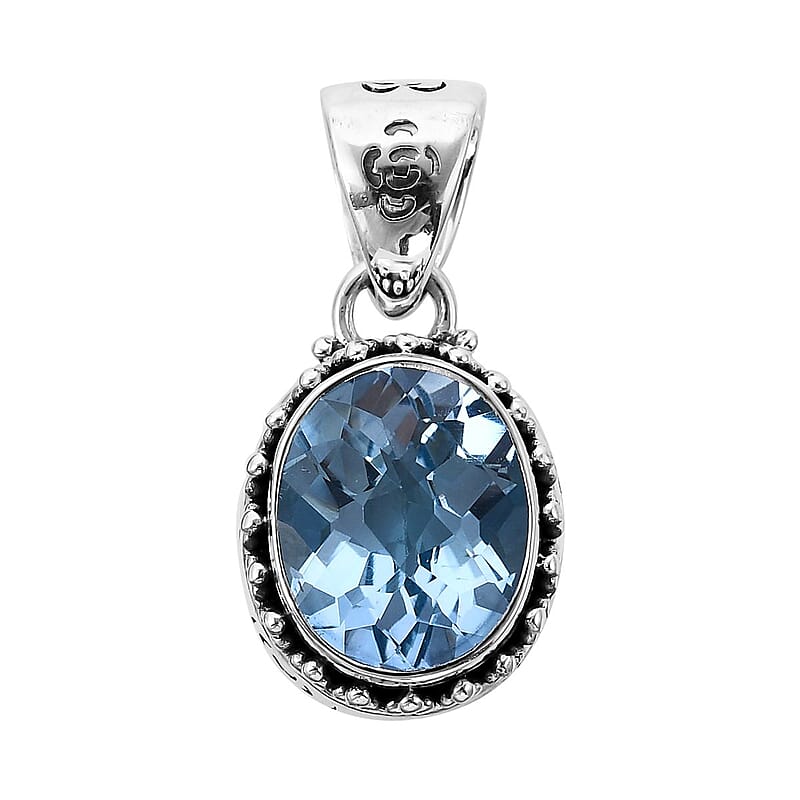 Bali Legacy Sky Blue Topaz Pendant in Sterling Silver 1.15 ctw