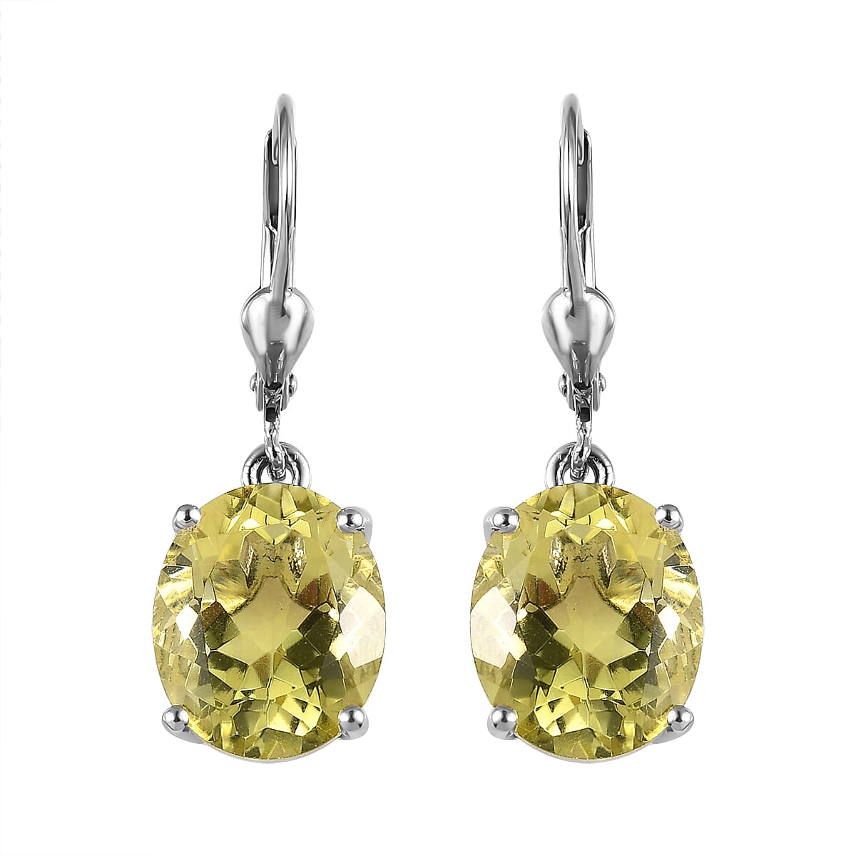 Ouro Verde Quartz Lever Back Earrings in Platinum Over Sterling Silver 8.90 ctw