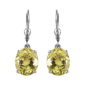 Ouro Verde Quartz Lever Back Earrings in Platinum Over Sterling Silver 8.90 ctw