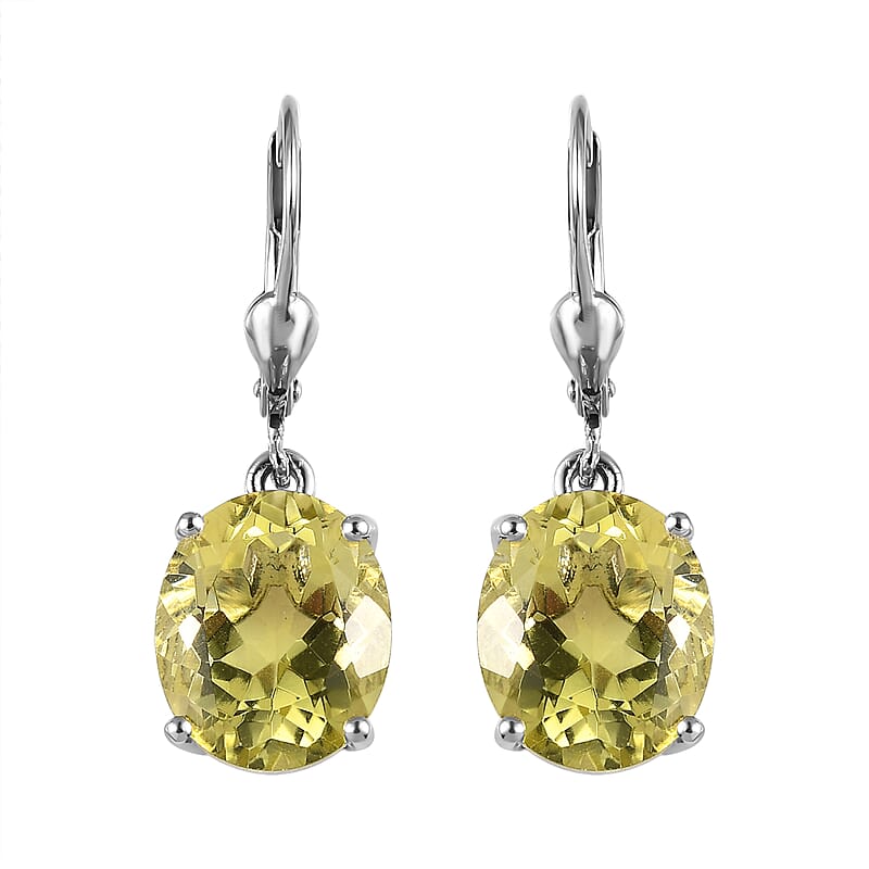 Ouro Verde Quartz Lever Back Earrings in Platinum Over Sterling Silver 8.90 ctw
