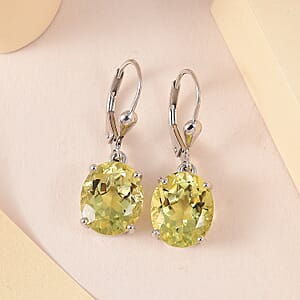 Ouro Verde Quartz Lever Back Earrings in Platinum Over Sterling Silver 8.90 ctw