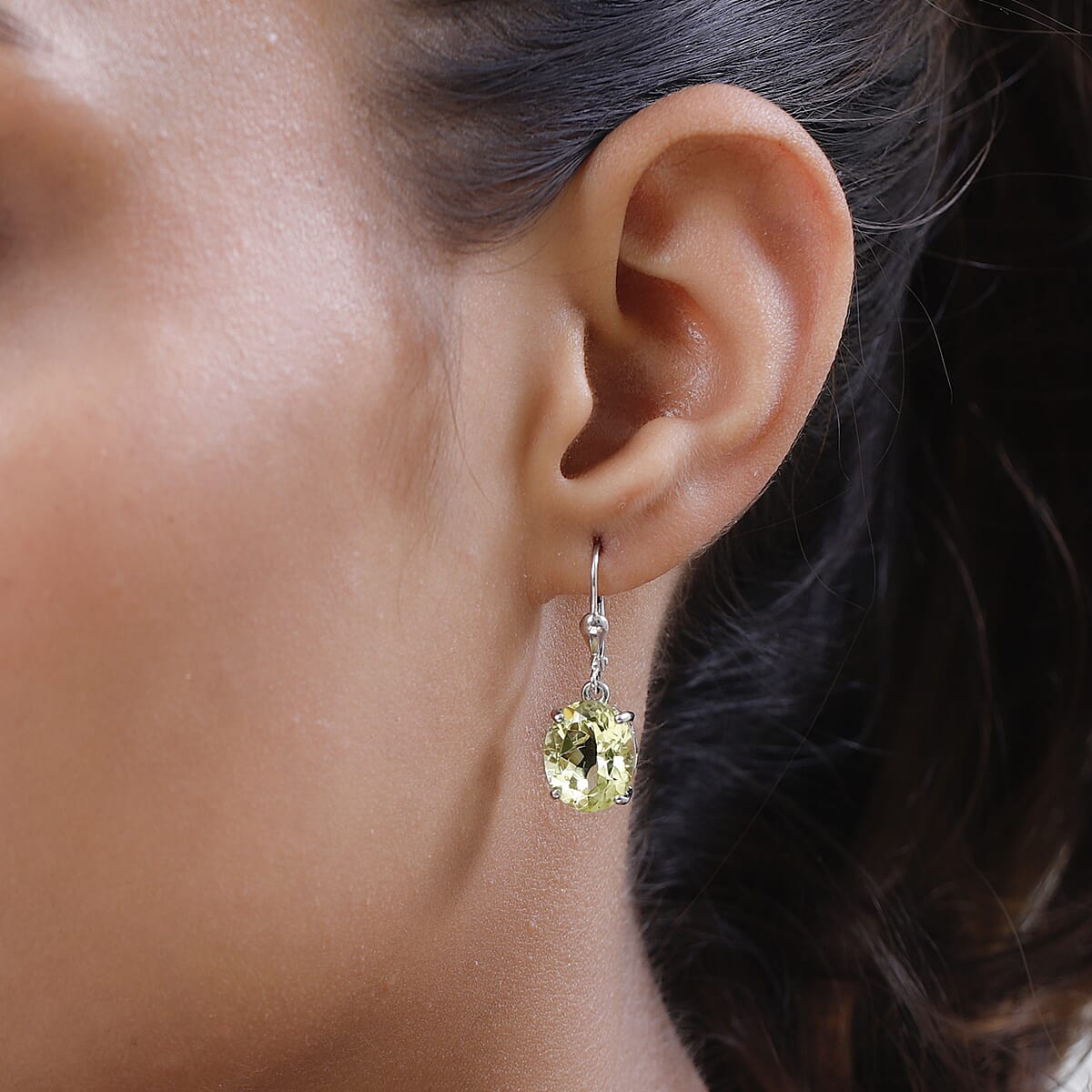 Ouro Verde Quartz Lever Back Earrings in Platinum Over Sterling Silver 8.90 ctw image number 2