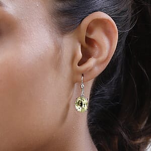 Ouro Verde Quartz Lever Back Earrings in Platinum Over Sterling Silver 8.90 ctw