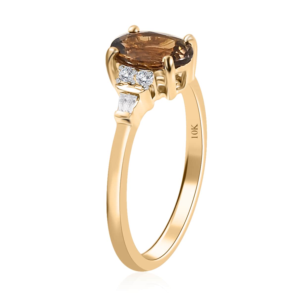 Luxoro 10K Yellow Gold Premium Golden Tanzanite and Diamond Ring (Size 10.0) 1.35 ctw image number 3