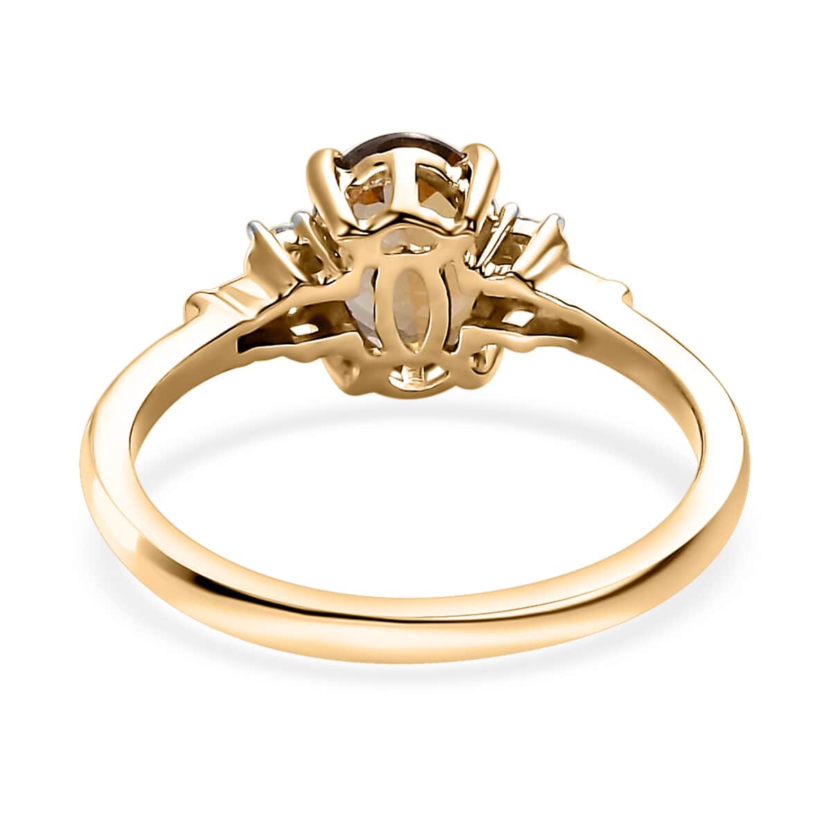 Luxoro 10K Yellow Gold Premium Golden Tanzanite and Diamond Ring (Size 10.0) 1.35 ctw image number 4