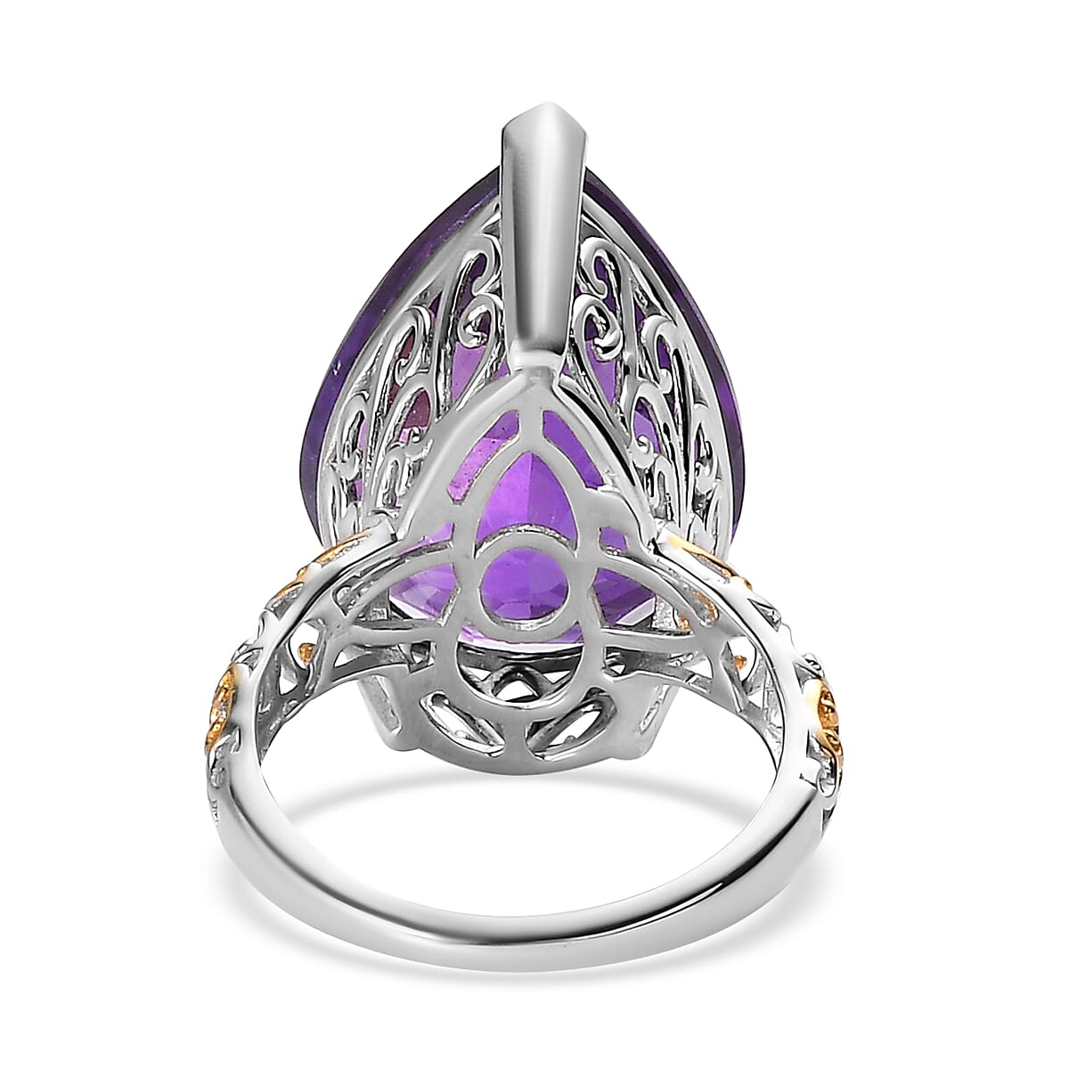 African Amethyst Solitaire Ring in Vermeil YG and Platinum Over Sterling Silver 18.65 ctw (Delivery in 5-7 Business Days) image number 4
