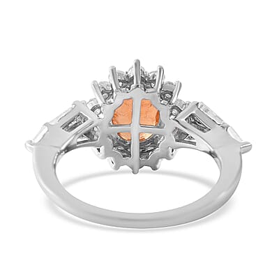 Viceroy Spessartine Garnet and Moissanite Sunburst Ring in Platinum Over Sterling Silver (Size 10.0) 3.50 ctw