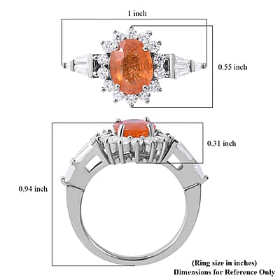 Viceroy Spessartine Garnet and Moissanite Sunburst Ring in Platinum Over Sterling Silver (Size 10.0) 3.50 ctw