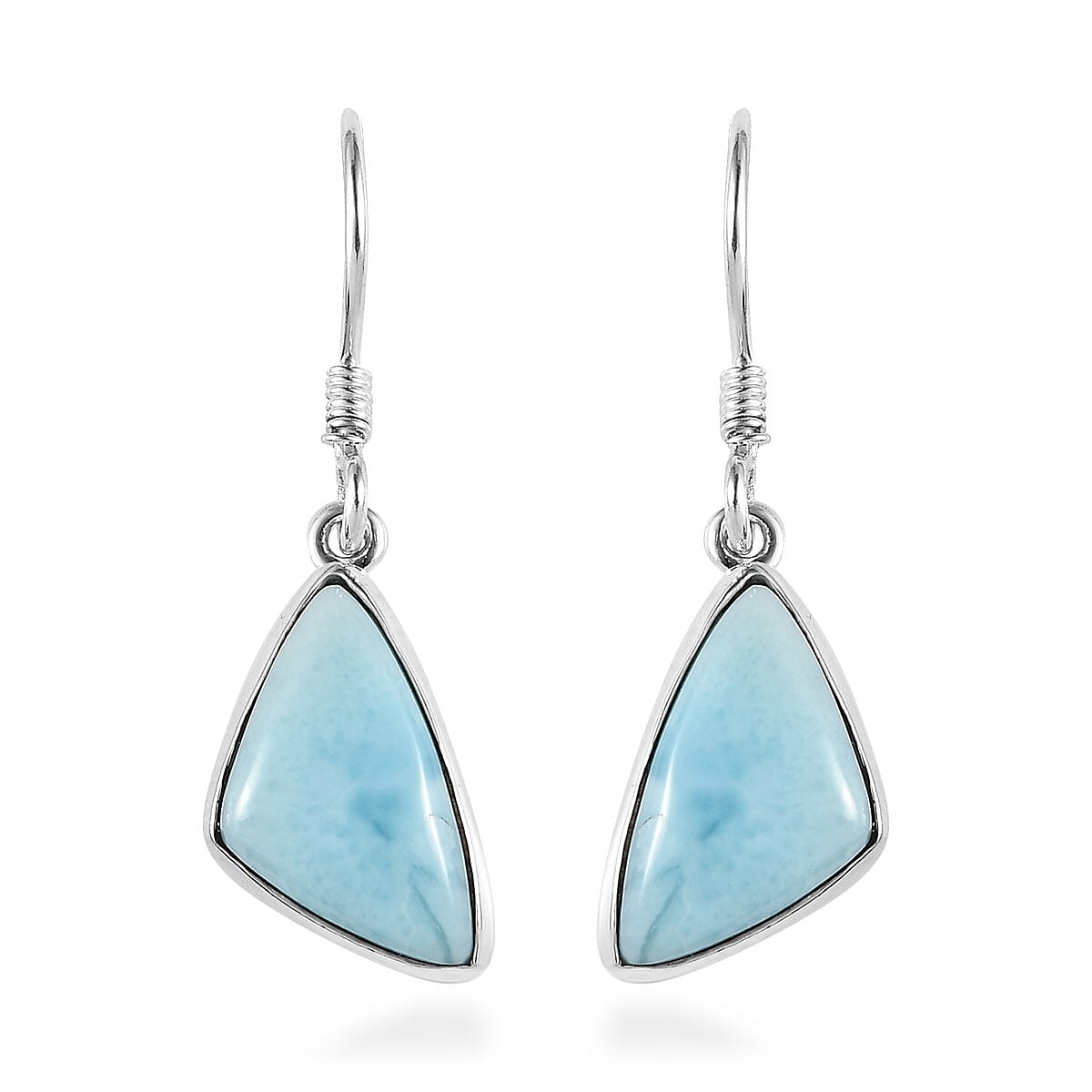 Artisan Crafted Larimar Dangle Earrings in Sterling Silver 10.15 ctw