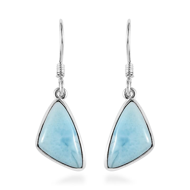 Artisan Crafted Larimar Dangle Earrings in Sterling Silver 10.15 ctw