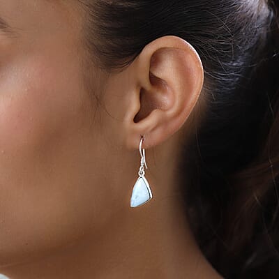 Artisan Crafted Larimar Dangle Earrings in Sterling Silver 10.15 ctw