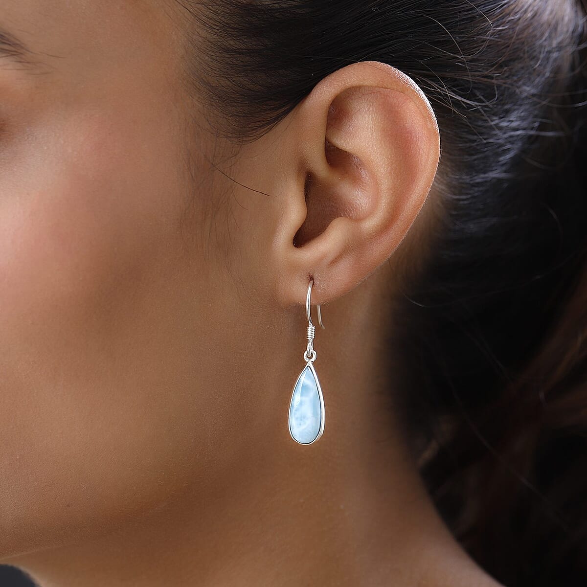 Artisan Crafted Larimar Drop Earrings in Sterling Silver 10.25 ctw image number 2