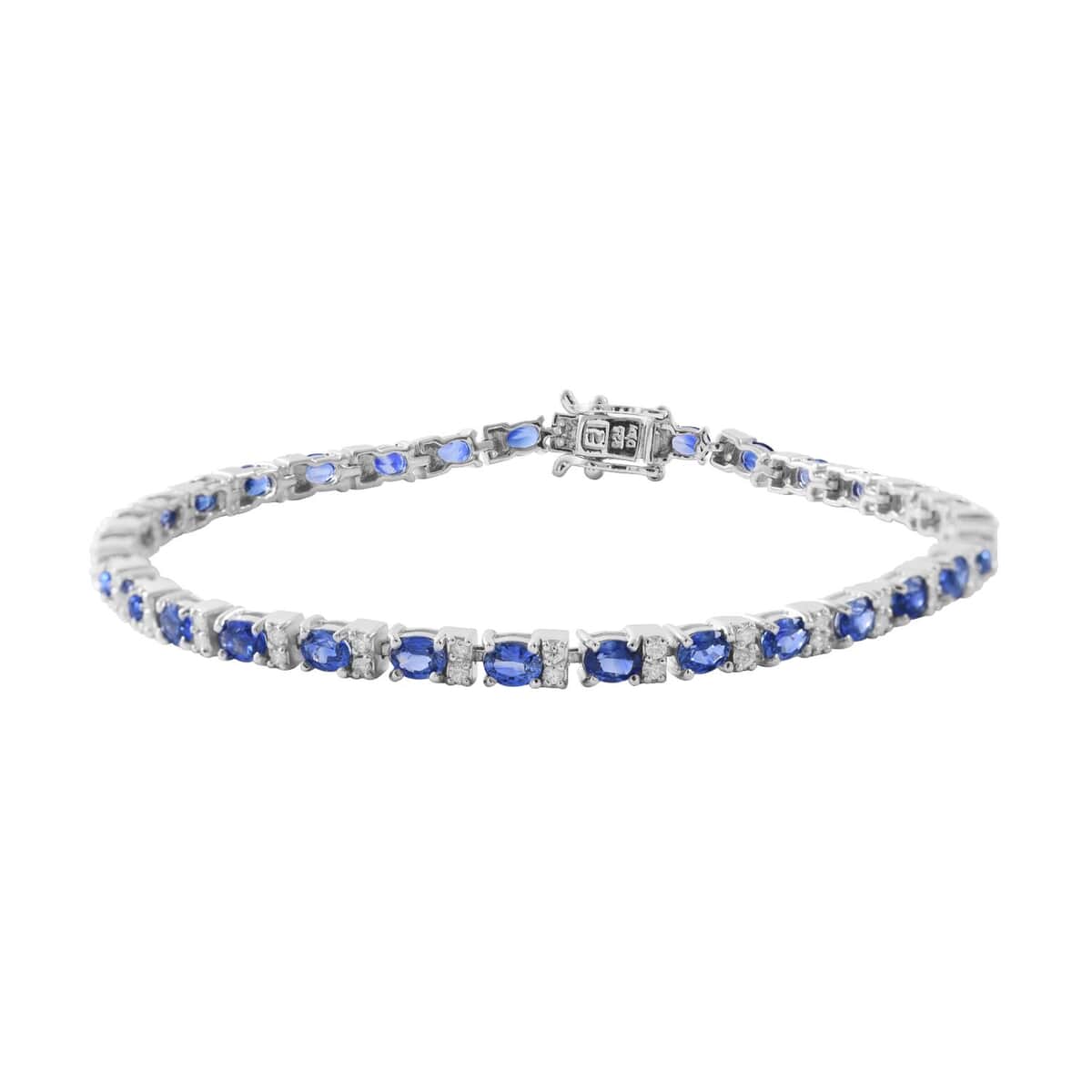 AAA Blue Ceylon Sapphire and Moissanite Bracelet in Platinum Over Sterling Silver (6.50 In) 7.90 Grams 6.65 ctw (Delivery in 5-7 Business Days) image number 0