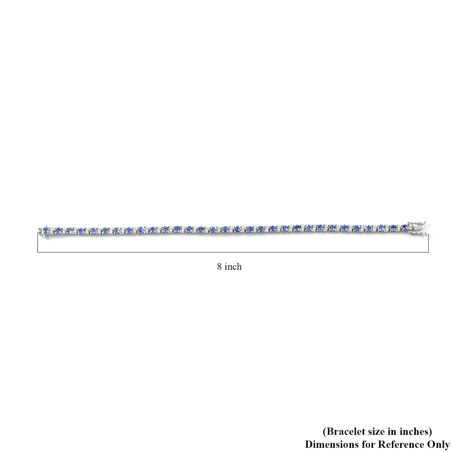 AAA Ceylon Blue Sapphire and Moissanite Bracelet in Platinum Over Sterling Silver (6.50 In) 6.65 ctw
