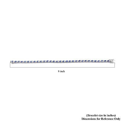 AAA Ceylon Blue Sapphire and Moissanite Bracelet in Platinum Over Sterling Silver (6.50 In) 6.65 ctw