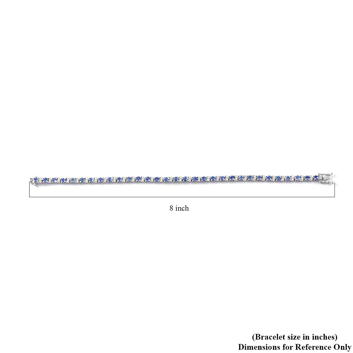 AAA Ceylon Blue Sapphire and Moissanite Bracelet in Platinum Over Sterling Silver (8.00 In) 8.00 ctw image number 3