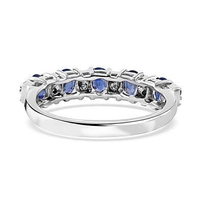 Ceylon Blue Sapphire and Moissanite Ring in Platinum Over Sterling Silver (Size 10.0) 1.85 ctw