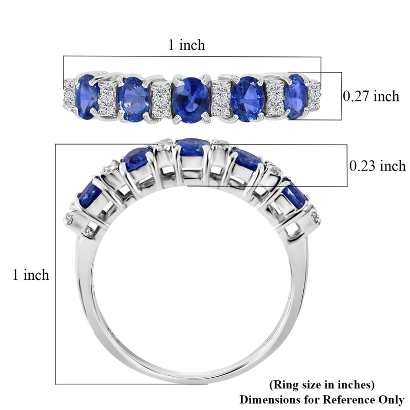 Ceylon Blue Sapphire and Moissanite Ring in Platinum Over Sterling Silver (Size 10.0) 1.85 ctw