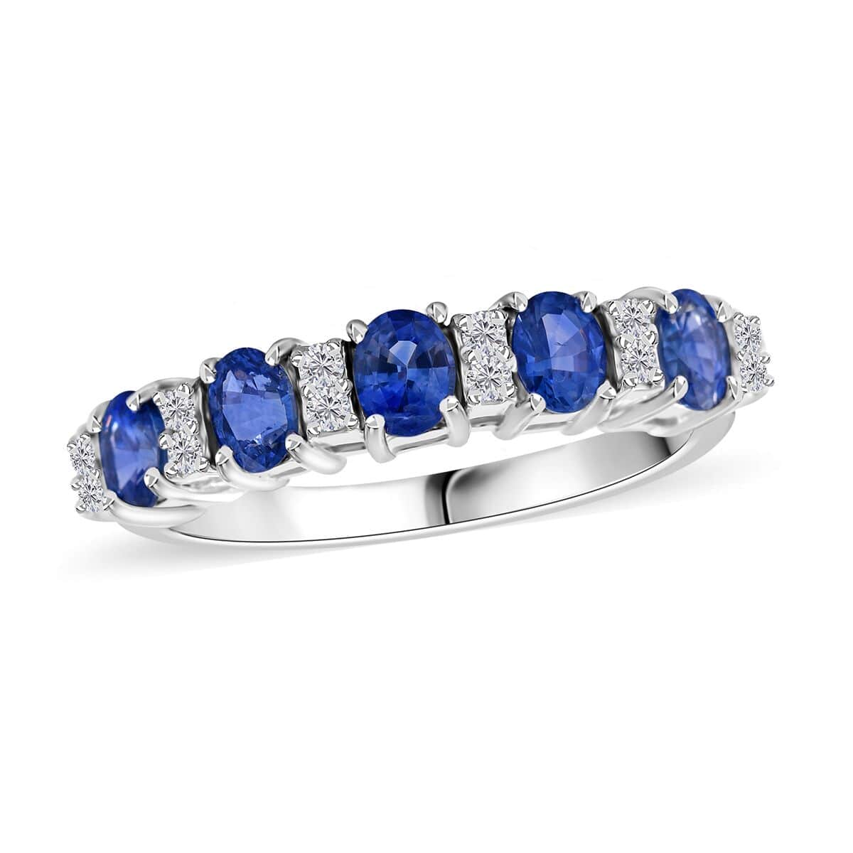 Ceylon Blue Sapphire and Moissanite Ring in Platinum Over Sterling Silver (Size 5.0) 1.85 ctw image number 0