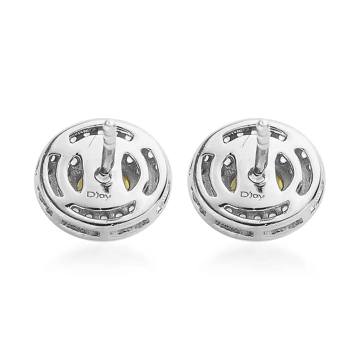 AAA Sava Sphene and White Zircon Double Halo Stud Earrings in Platinum Over Sterling Silver 1.50 ctw
