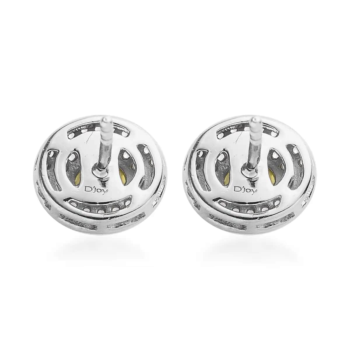 AAA Sava Sphene and White Zircon Double Halo Stud Earrings in Platinum Over Sterling Silver 1.50 ctw image number 4