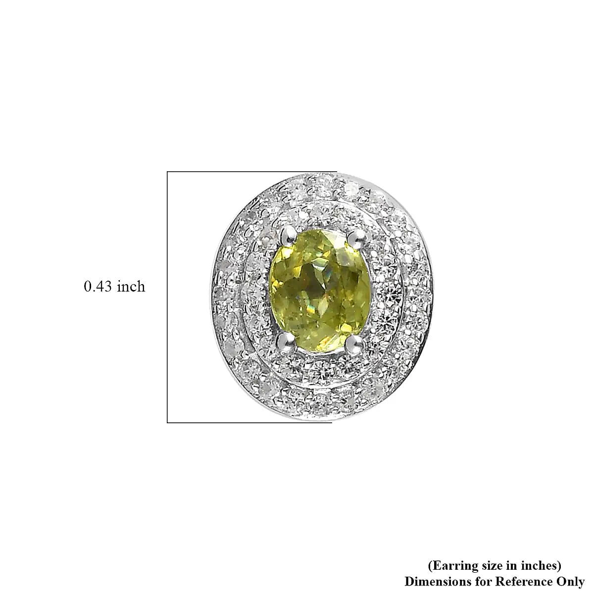 AAA Sava Sphene and White Zircon Double Halo Stud Earrings in Platinum Over Sterling Silver 1.50 ctw