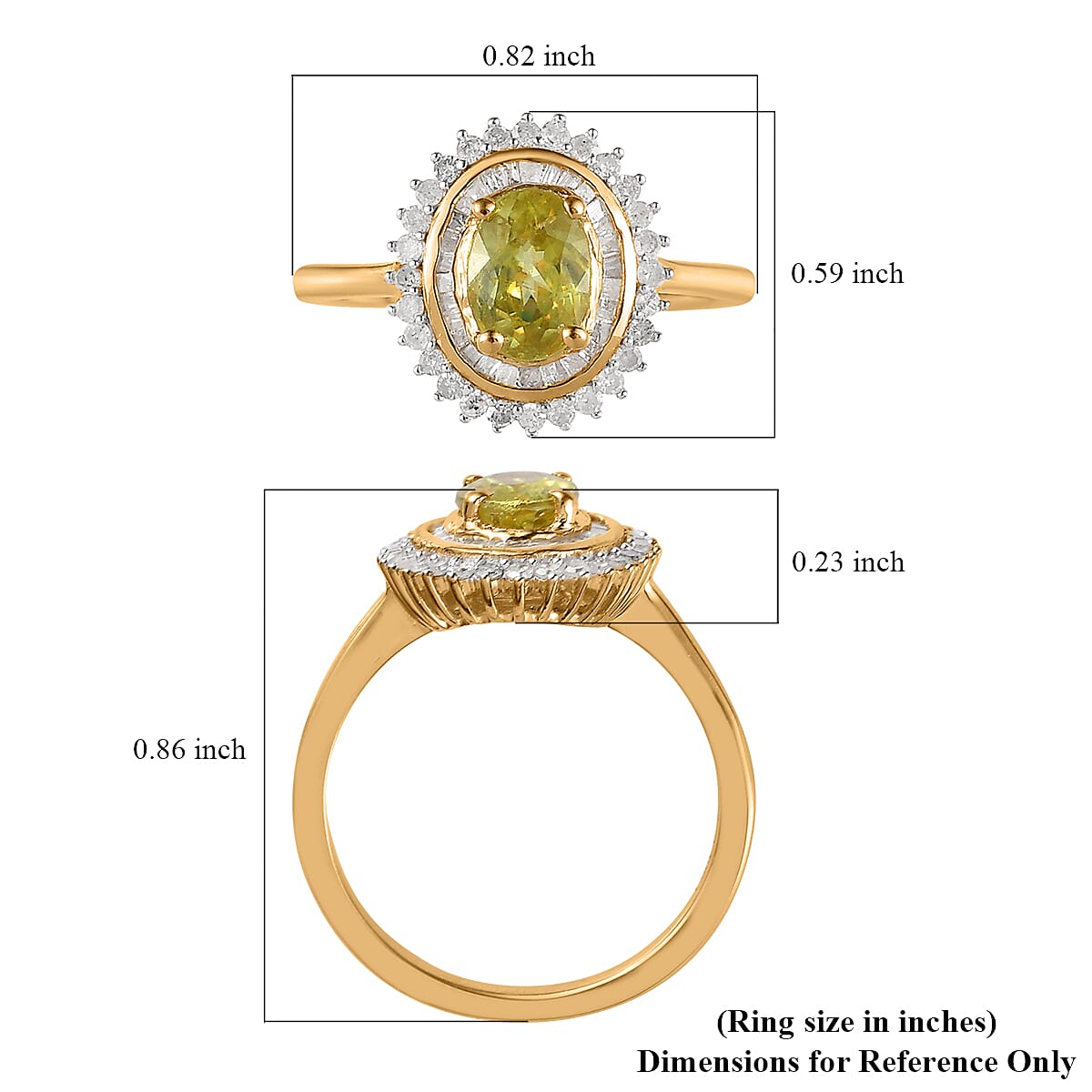 AAA Sava Sphene and Diamond Sunburst Ring in Vermeil Yellow Gold Over Sterling Silver 1.25 ctw image number 5