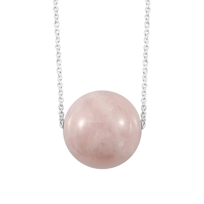 Galilea Rose Quartz Necklace 20 Inches in Sterling Silver 52.00 ctw